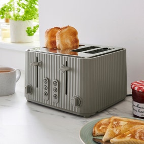 Textured Ribbed Plastic 4-Slice Toaster